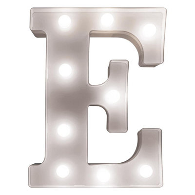 Battery Powered 3D Letter E LED Light Freestanding or Wall
