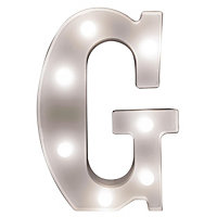 Battery Powered 3D Letter G LED Light - Freestanding or Wall Mounted Alphabet Lighting Home or Party Decoration - H22 x W14 x D3cm