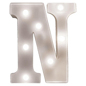 Battery Powered 3D Letter N LED Light - Freestanding or Wall Mounted Alphabet Lighting Home or Party Decoration - H22 x W14 x D3cm