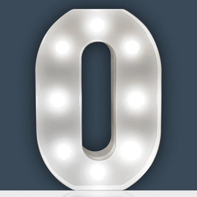 Battery Powered 3D Letter O LED Light - Freestanding or Wall Mounted Alphabet Lighting Home or Party Decoration - H22 x W14 x D3cm
