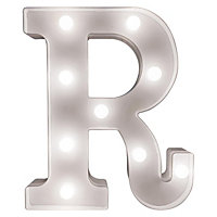 Battery Powered 3D Letter R LED Light - Freestanding or Wall Mounted Alphabet Lighting Home or Party Decoration - H22 x W14 x D3cm