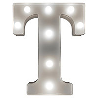 Battery Powered 3D Letter T LED Light - Freestanding or Wall Mounted Alphabet Lighting Home or Party Decoration - H22 x W14 x D3cm