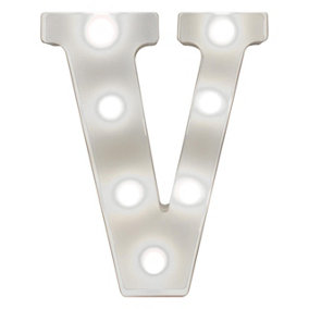 Battery Powered 3D Letter V LED Light - Freestanding or Wall Mounted Alphabet Lighting Home or Party Decoration - H22 x W14 x D3cm