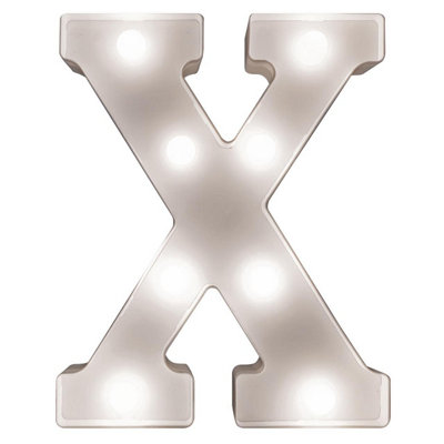 Battery Powered 3D Letter X LED Light - Freestanding or Wall Mounted Alphabet Lighting Home or Party Decoration - H22 x W14 x D3cm