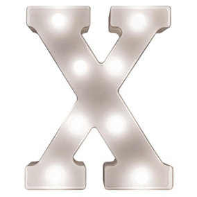 Battery Powered 3D Letter X LED Light - Freestanding or Wall Mounted Alphabet Lighting Home or Party Decoration - H22 x W14 x D3cm