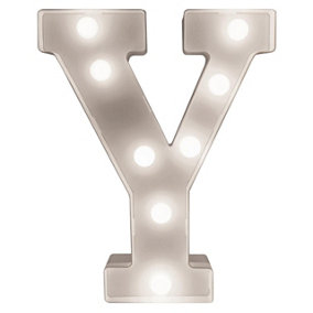 Battery Powered 3D Letter Y LED Light - Freestanding or Wall Mounted Alphabet Lighting Home or Party Decoration - H22 x W14 x D3cm