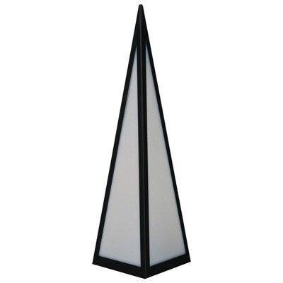 Battery Powered Black Pyramid Lantern Lamp - Weatherproof Metal Freestanding Indoor Outdoor Home Garden LED Light - H45 x 12cm
