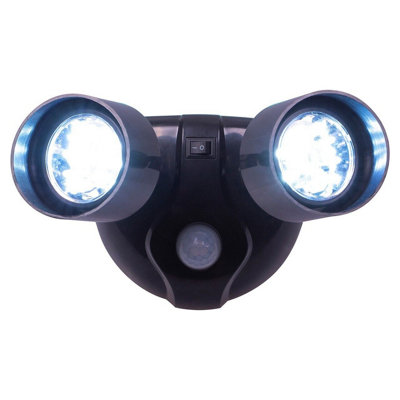 Battery Powered Twin Head Motion Sensor Security Light - 160 Lumen Rotatable Outdoor Wall Lamp with 10 LEDs & 5m Detection Range
