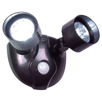 Battery Powered Twin Head Motion Sensor Security Light - 160 Lumen Rotatable Outdoor Wall Lamp with 10 LEDs & 5m Detection Range