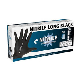 Battles Nitrile Disposable Gloves (Pack of 50) Black (M)