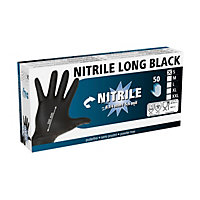 Battles Nitrile Disposable Gloves (Pack of 50) Black (S)