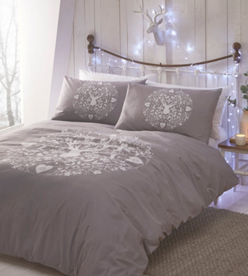 Bauble Grey Single Duvet Cover and Pillowcase Set