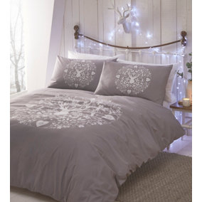 Bauble Grey Single Duvet Cover and Pillowcase Set