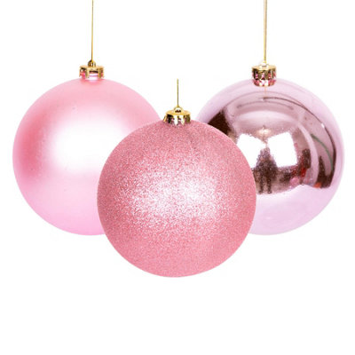 BAUBLES PALE PINK 15CM 3PC PVC