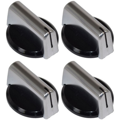 Baumatic Compatible Replacement Black Silver Oven Cooker Hob Control Knob Pack of 4