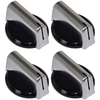Baumatic Compatible Replacement Black Silver Oven Cooker Hob Control Knob Pack of 4