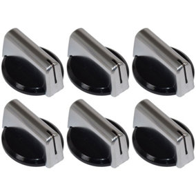 Baumatic Compatible Replacement Black Silver Oven Cooker Hob Control Knob Pack of 6