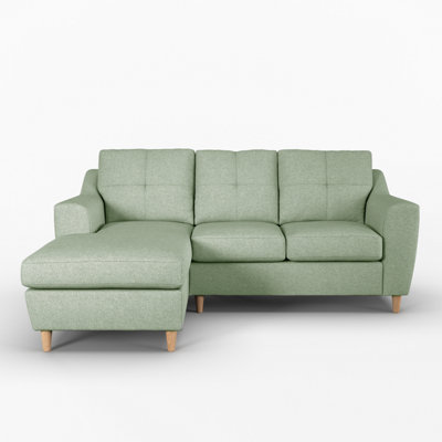 Baxter Fabric L Shaped 3 Seater Corner Sofa With Chaise Sage Left Hand Facing