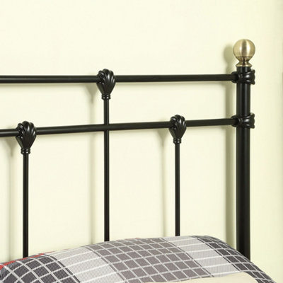 Bayford Traditional Black With Brass Knobs Single Metal Bed Frame