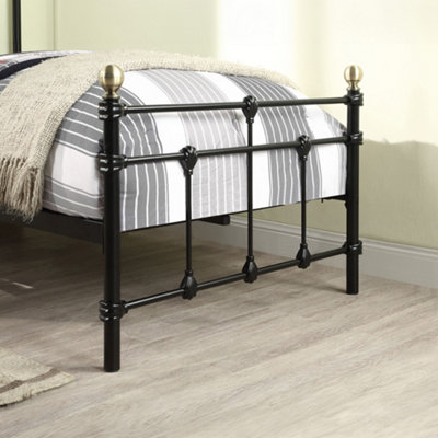 Bayford Traditional Black With Brass Knobs Single Metal Bed Frame