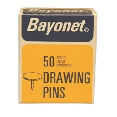 Bayonet Br Plated Solid Head Drawing Pins (Pack of 50) Gold (10mm)