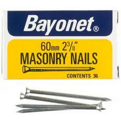 Bayonet Zinc Plated Masonry Nails (Pack of 36) Silver (75mm)