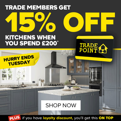 Club members get 15% off kitchens when you spend £200. Excludes products sold and shipped by vertified sellers. Hurry, ends Tuesday. Terms & conditions apply, see the *terms & conditions at the end of the page. Shop now.