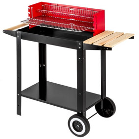 BBQ - cart with 2 wheels, practical windbreak - black/red