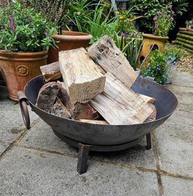 BBQ Fire Pit Kadai Steel Cooking Bowl 60cm Diameter 3 in 1 Authentic Hand Made Steel Indian Karai with stand and grill