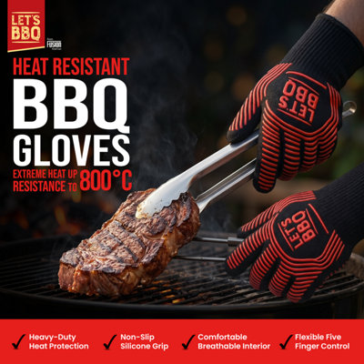 BBQ Gloves Fire Resistant Multipurpose Oven Gloves with Fingers