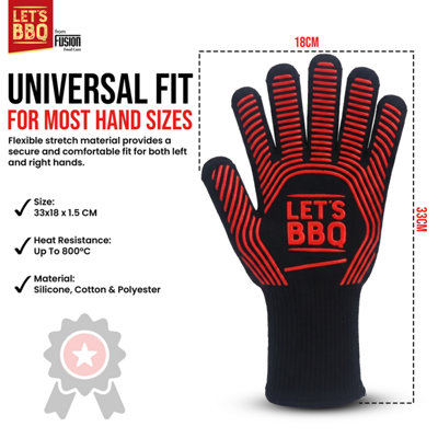 BBQ Gloves Fire Resistant Multipurpose Oven Gloves with Fingers