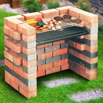 BBQ Grill Tray Set DIY Charcoal Ash Tray Chrome Rack Handles Garden Outdoor 67cm