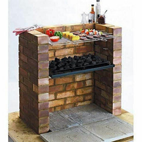 BBQ Grill Tray Set DIY Charcoal Ash Tray Chrome Rack Handles Garden Outdoor 67cm