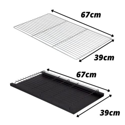 BBQ Grill Tray Set DIY Charcoal Ash Tray Chrome Rack Handles Garden Outdoor 67cm