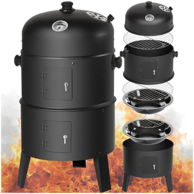 BBQ Smoker Grill 3-in-1 - black