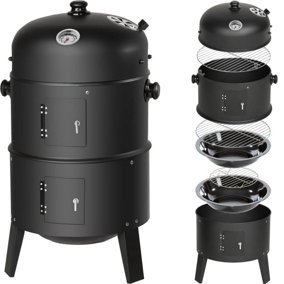 BBQ Smoker Grill 3-in-1 - black