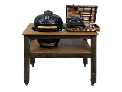 BBQ Space Outdoor Kitchen Islands, for Kamado Bono Media Ceramic smoker (1.2m Length, with wheels)