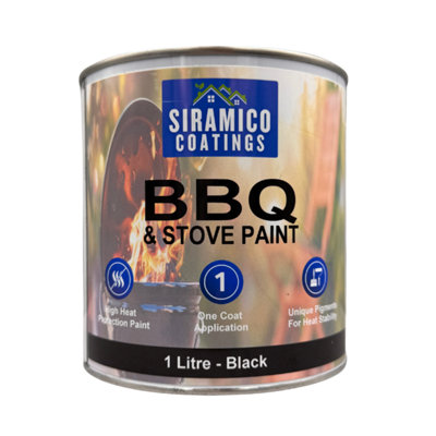 BBQ & STOVE PAINT BLACK - HIGH TEMPERATURE PAINT 1000C - 1 Litre