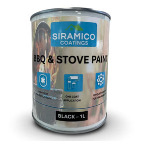 BBQ & STOVE PAINT BLACK - HIGH TEMPERATURE PAINT 1000C - 1 Litre