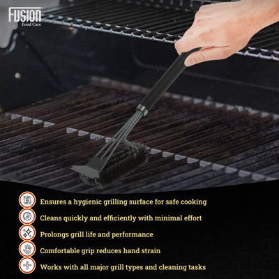 BBQ Wire Brush with Ergonomic Handle, Stainless Steel Helix & Scraper ...