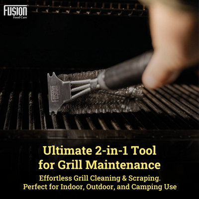 BBQ Wire Brush with Ergonomic Handle, Stainless Steel Helix & Scraper ...