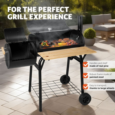 BBQ with temperature display - black