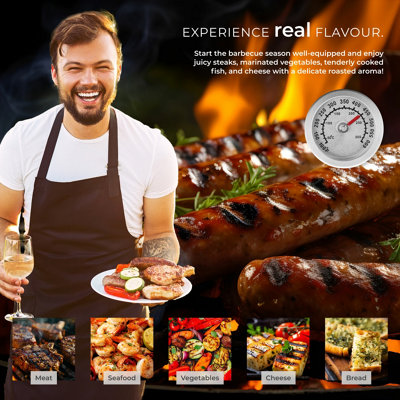BBQ with temperature display - black