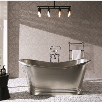 BC Designs Boat Traditional Freestanding Bath Tin Double End Roll Top 1700 x 725