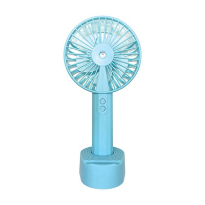 Be Cool Handheld Spray fan in Blue With Stand