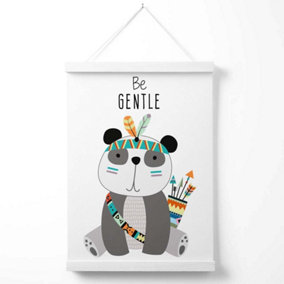 Be Gentle Panda Tribal Animal Quote Poster with Hanger / 33cm / White