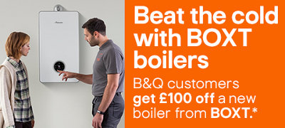 Beat the cold with BOXT boilers. B&Q customers get £100 off a new boiler from BOXT.* Terms & conditions can be found at the bottom of this page.
