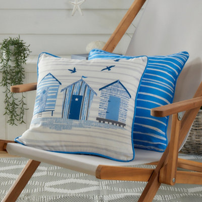 Beach Huts Outdoor/Indoor Water & UV Resistant Filled Cushion