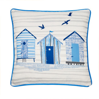 Beach Huts Outdoor/Indoor Water & UV Resistant Filled Cushion