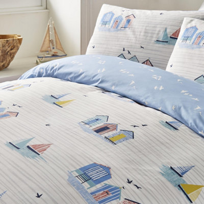 Beach Huts Summer Seaside Print Duvet Cover Set